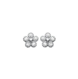 Boucles d'oreilles Argent 925 puces forme fleur & OZ Maia