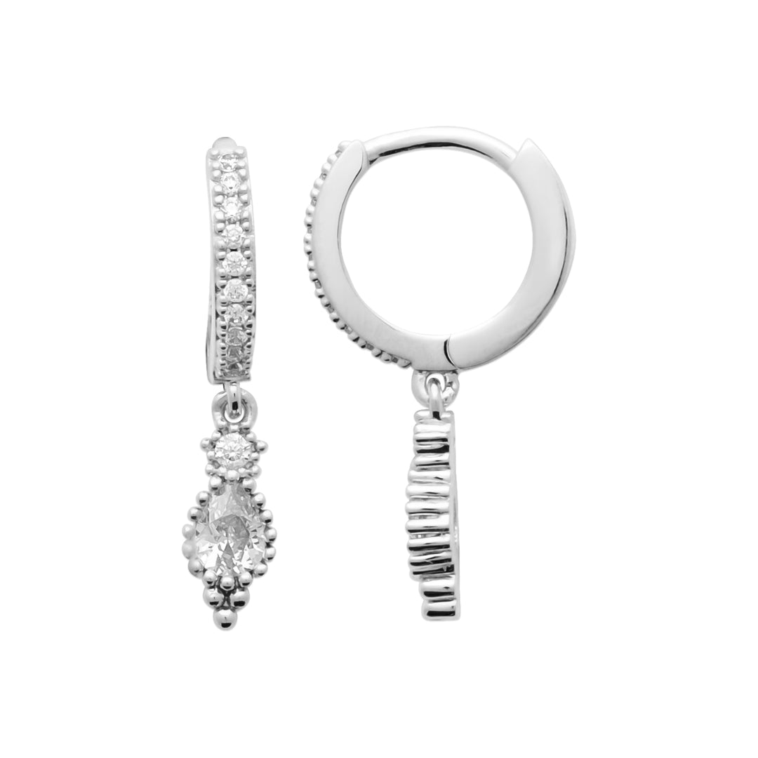 Boucles d'oreilles Argent 925 créole et pampille Vahine