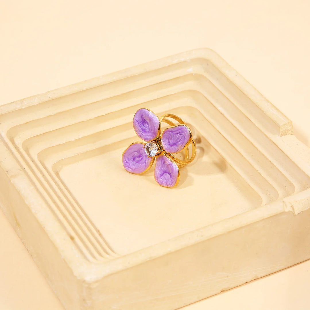 Bague Acier inoxydable doré femme Lilas