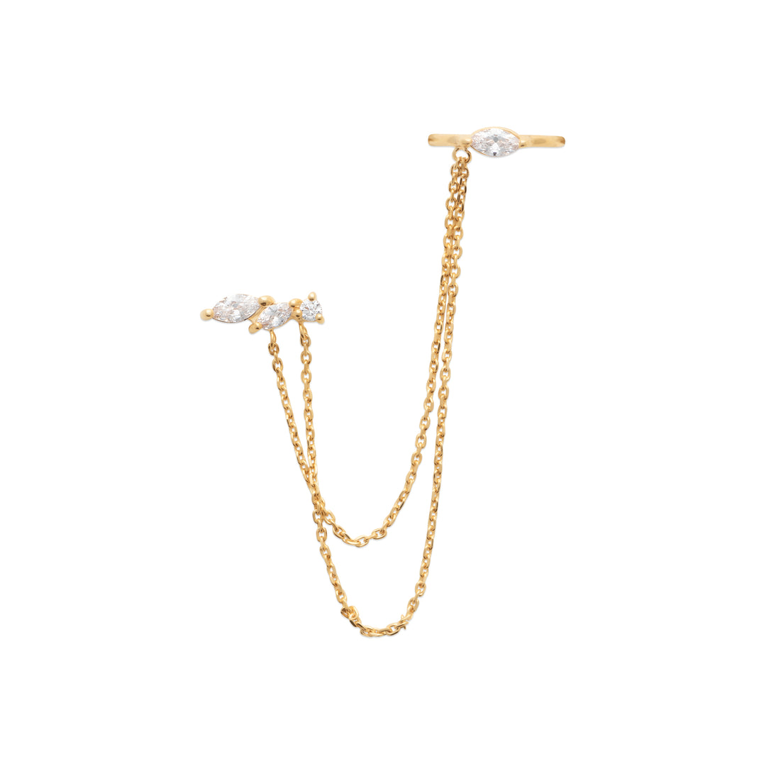 Mono boucle d'oreille Plaqué or pendantes chainette & OZ Livy