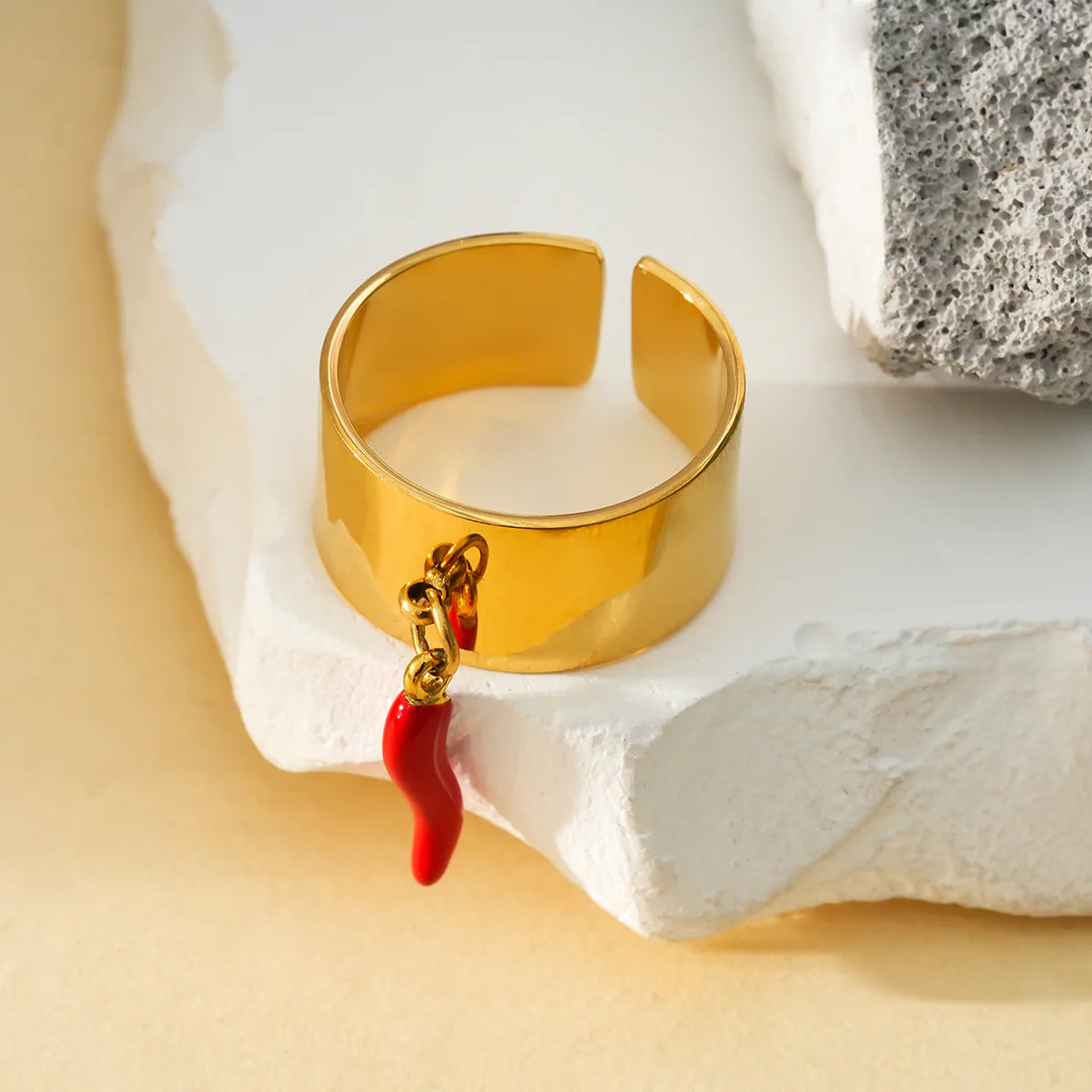 Bague Acier inoxydable doré femme Chilli