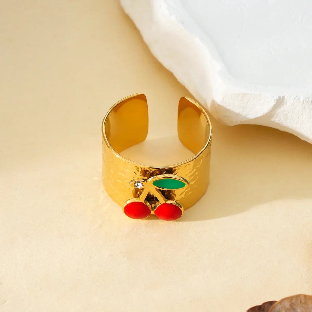 Bague Acier inoxydable doré femme Cherry