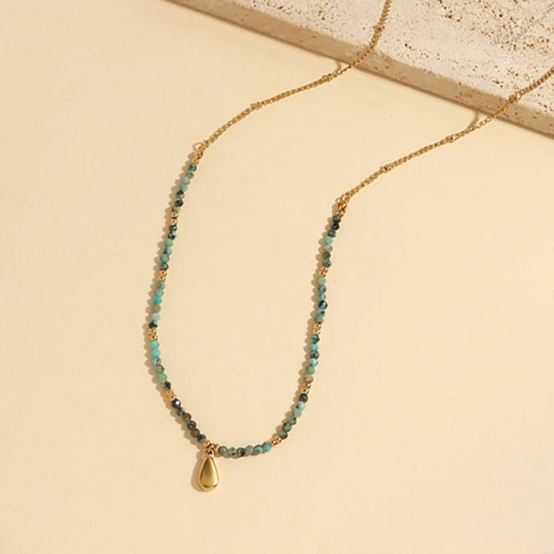 Collier Acier inoxydable doré femme Zuri vert