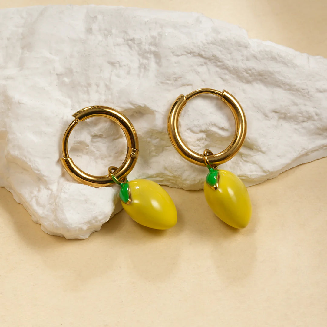 Boucles d'oreilles Acier inoxydable doré Citron