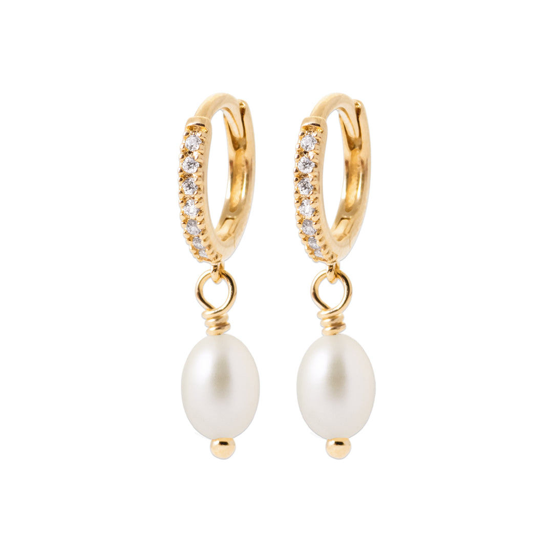 Boucles d'oreilles Plaqué or créole Oz & pampille perle Eglantine