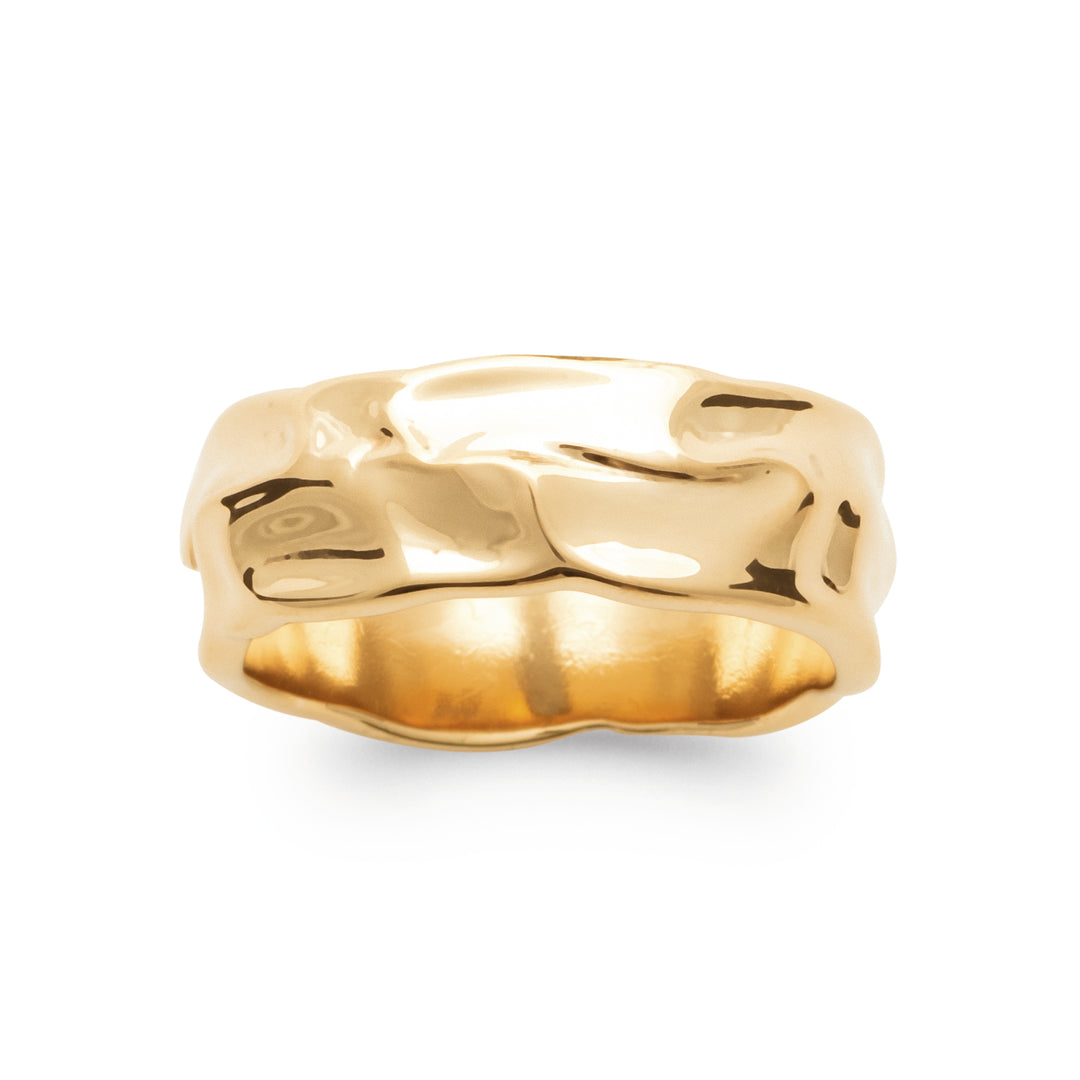 Bague Plaqué Or effet martelé Minorque