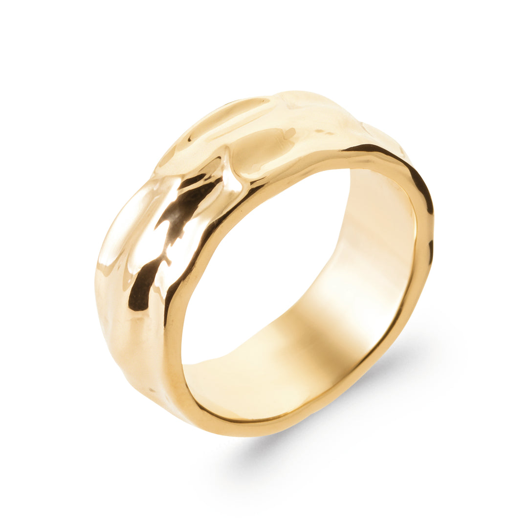 Bague Plaqué Or effet martelé Minorque