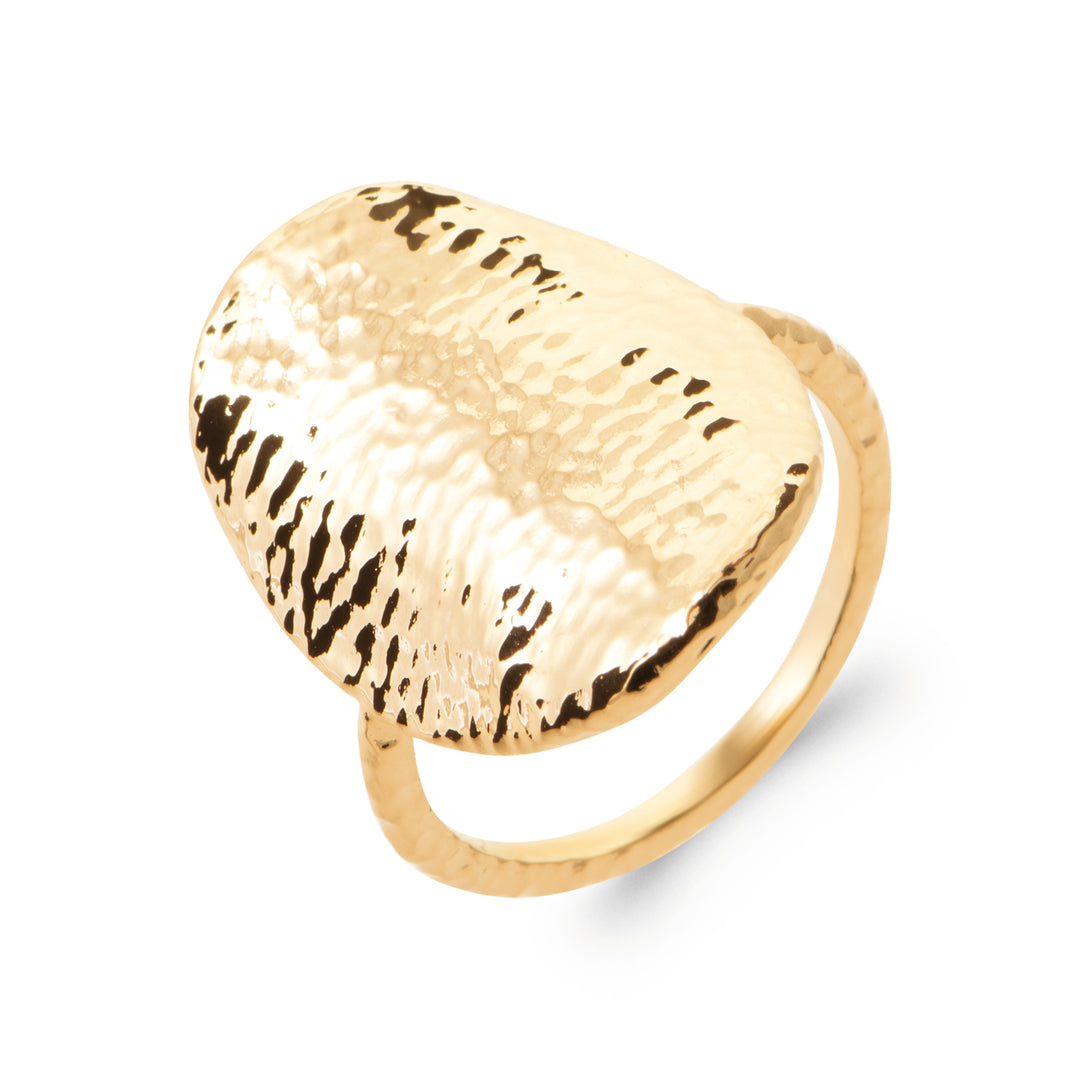 Bague Plaqué or effet martelé Elie