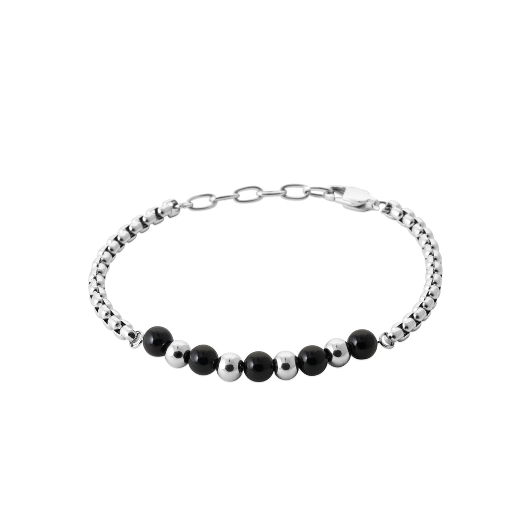 Bracelet Acier inoxydable homme & Agate noire Titan