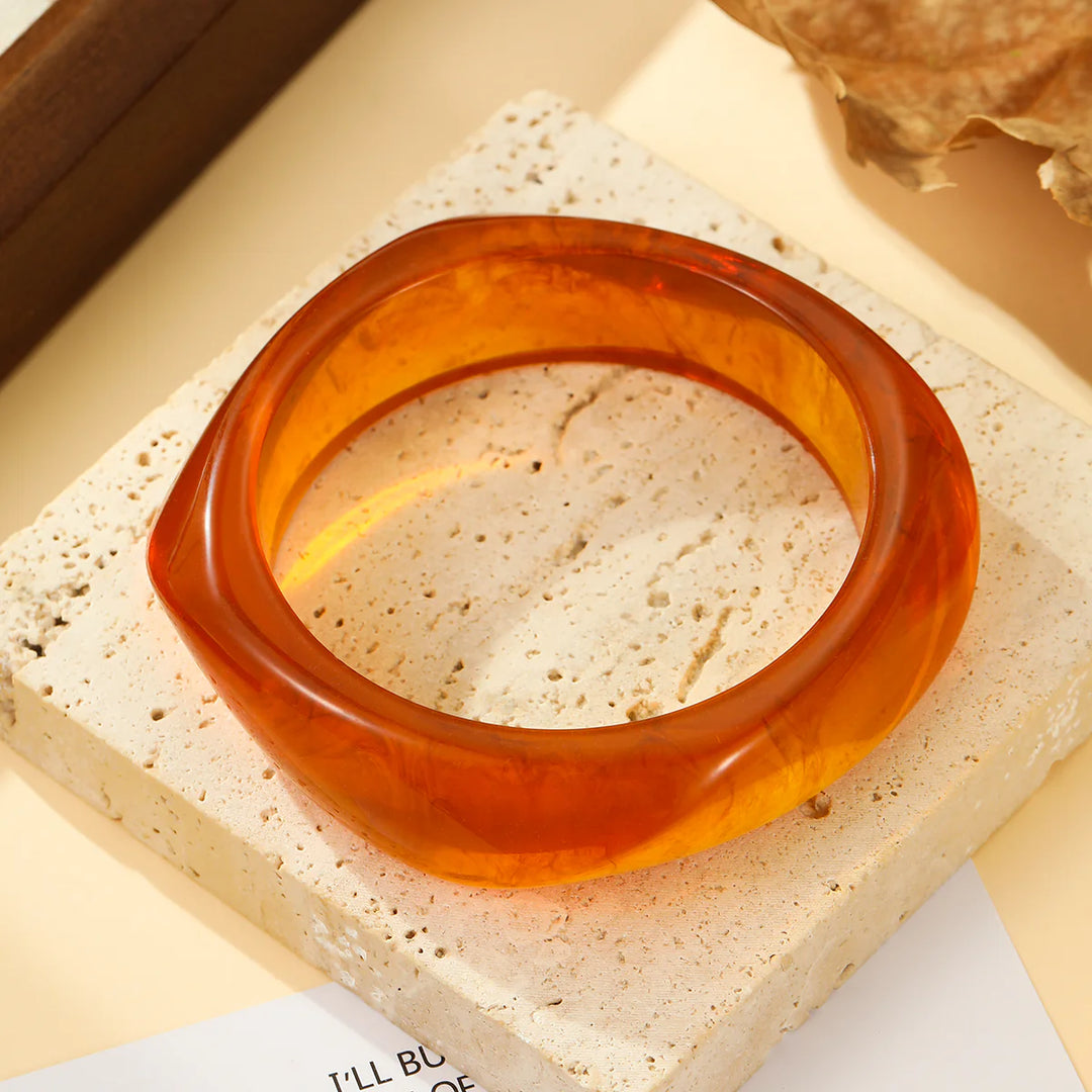 Bracelet jonc résine camel carré Twinkie