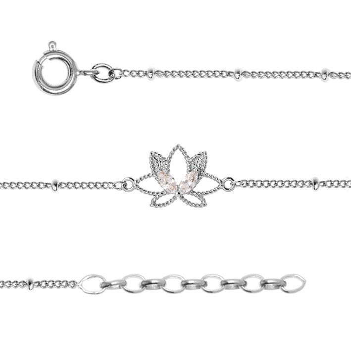 Chaîne de cheville Argent 925 & OZ motif Lotus Maayan