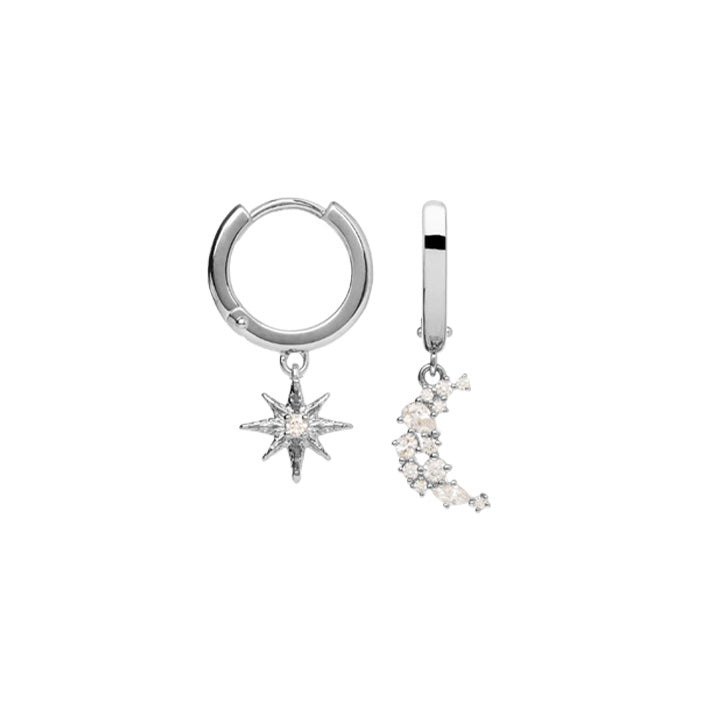 Boucles d'oreilles Argent 925 créole pampille & OZ Celeste