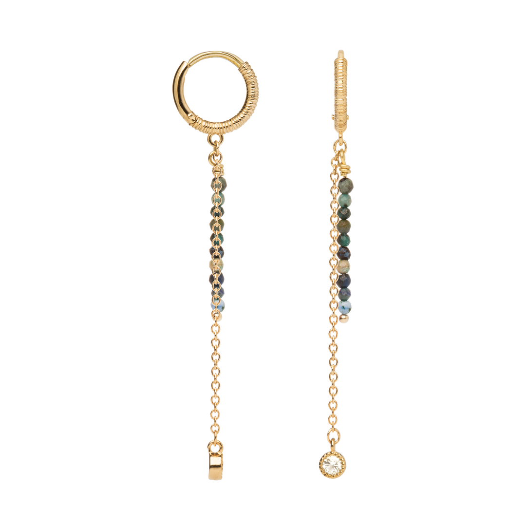 Boucles d'oreilles Plaqué Or pendante Lagon turquoise africaine