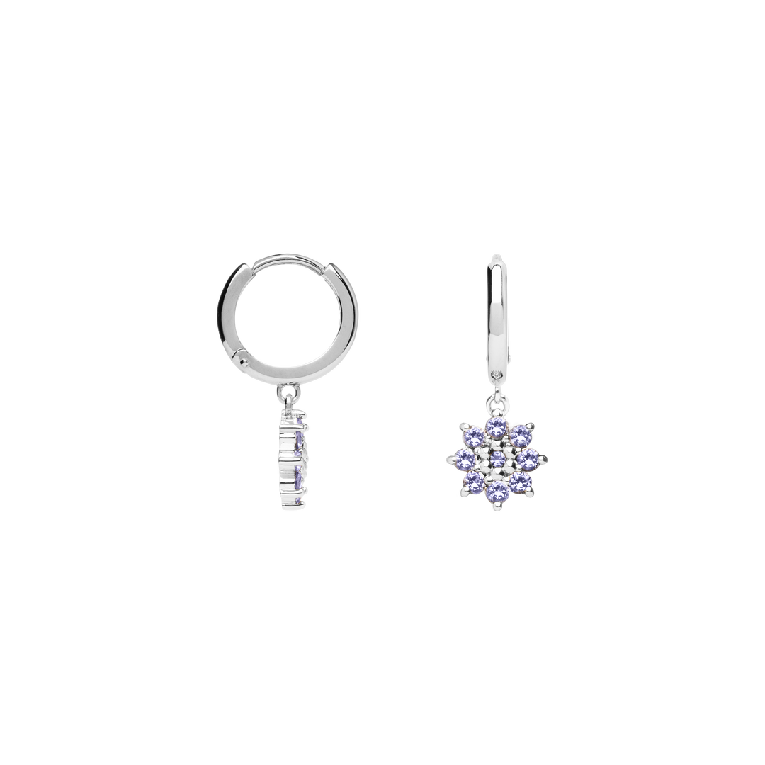 Boucles d'oreilles Argent 925 créole pampille Fleurette