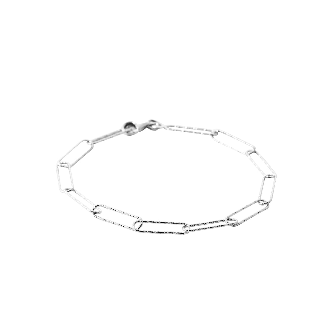 Bracelet Argent 925 petite maille trombone diamanté Zoé