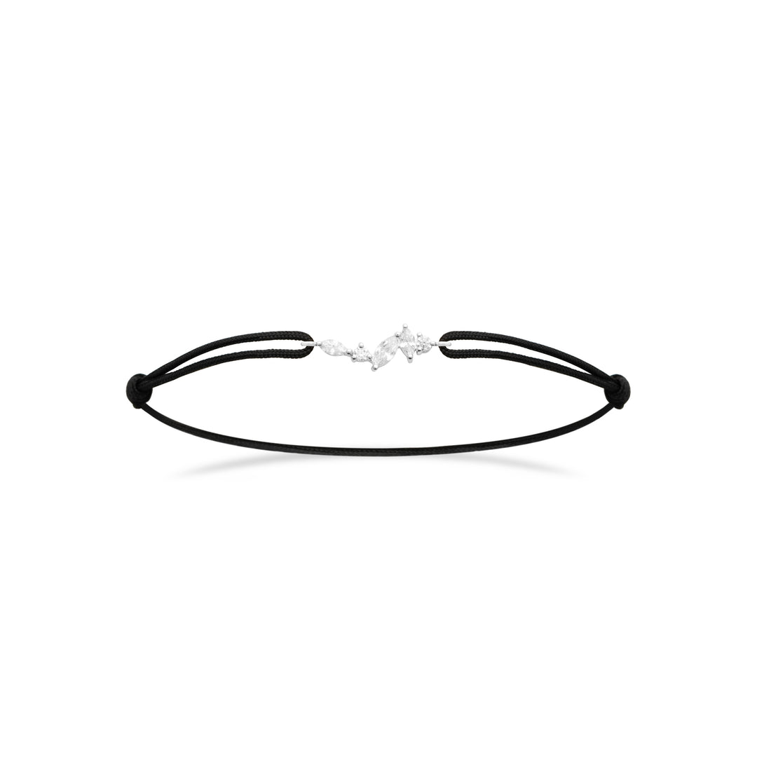 Bracelet Argent 925, Oz & Tissu noir Sparkle