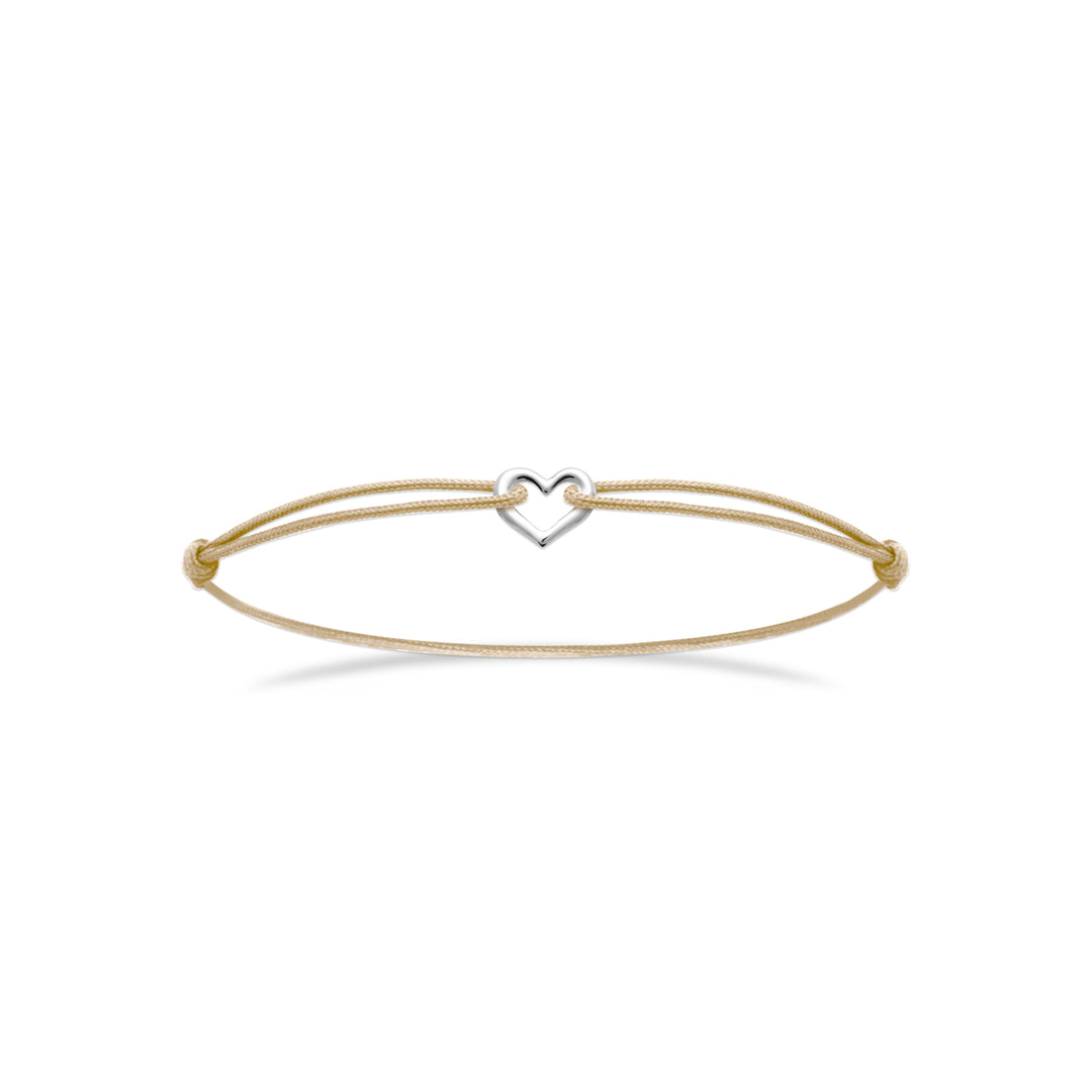 Bracelet Argent 925 & Tissu beige Amalya