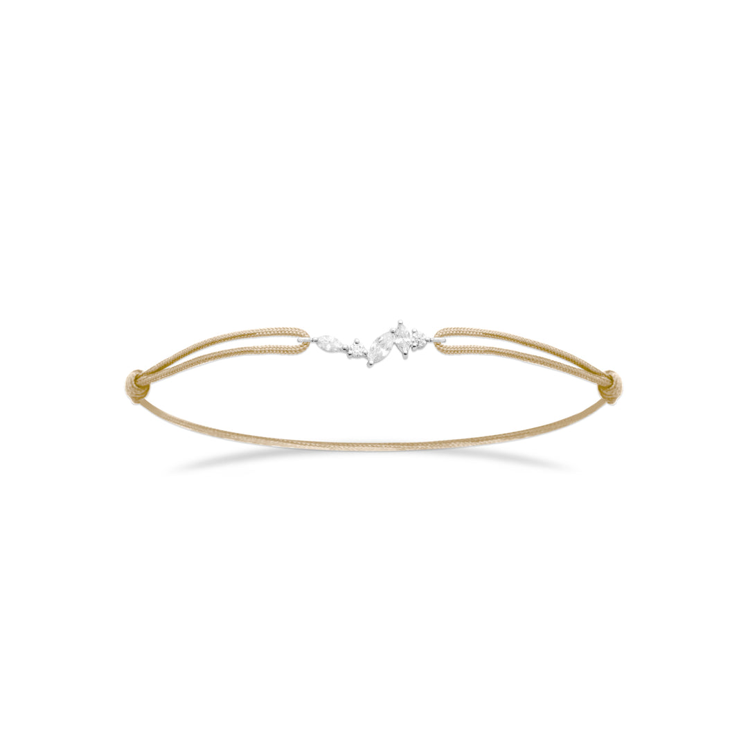 Bracelet Argent 925, Oz & Tissu beige Sparkle