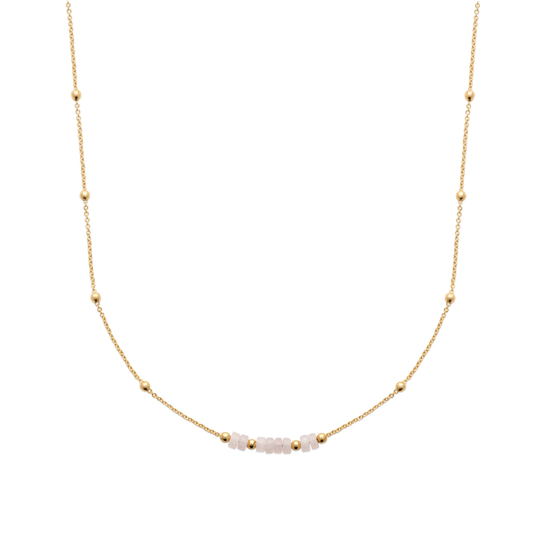 Collier Plaqué Or & Quartz rose chaîne boule Osiris