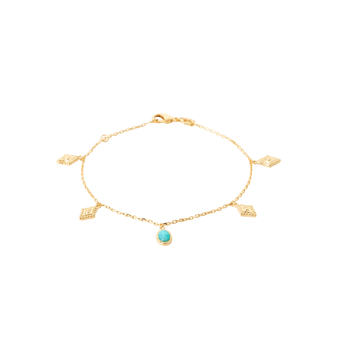 Bracelet Plaqué Or pampille & Amazonite Athéna