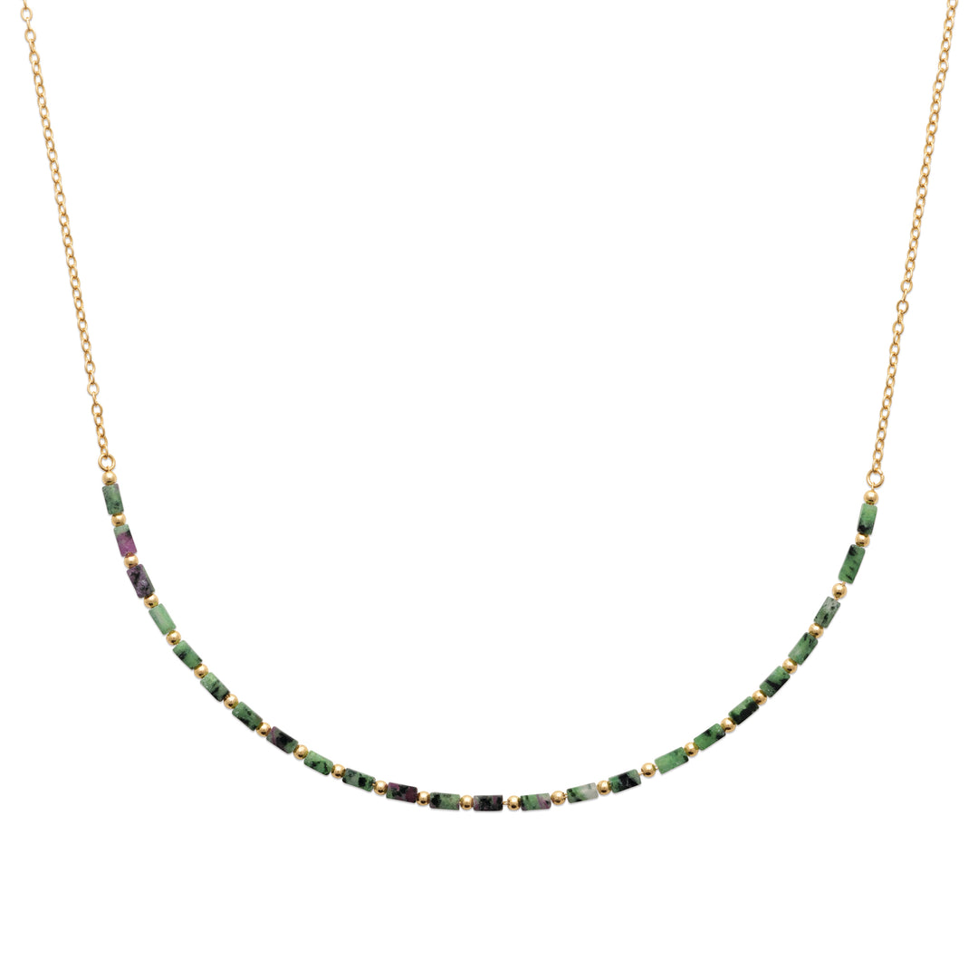 Collier Plaqué or & Rubis zoisite Abyss