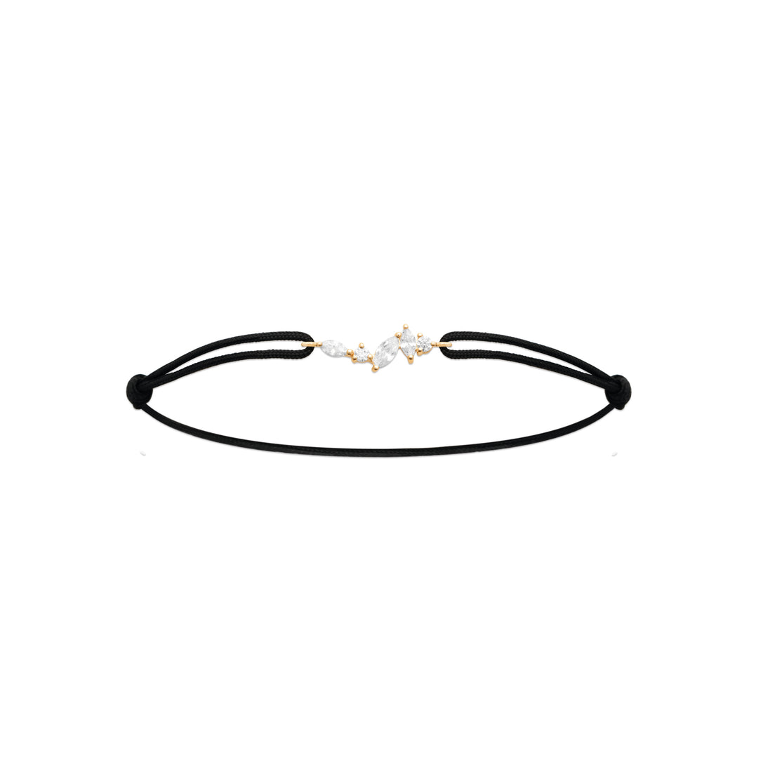 Bracelet Plaqué Or, Oz & Tissu noir Sparkle