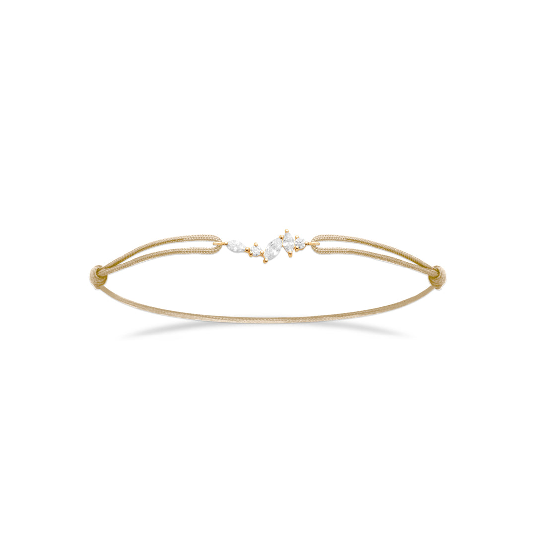 Bracelet Plaqué Or, Oz & Tissu beige Sparkle