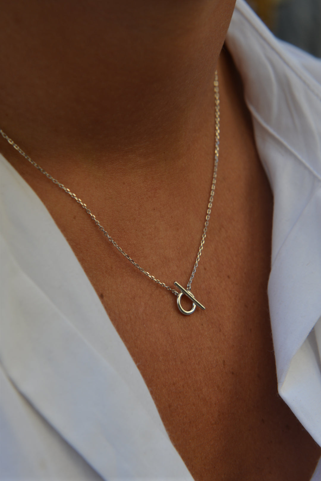 Collier Argent 925 motif rond barre Nolla