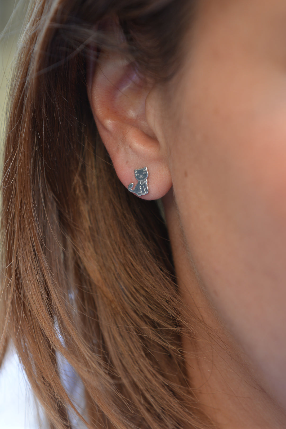 Boucles d'oreilles Argent 925 puces enfant formes Chats