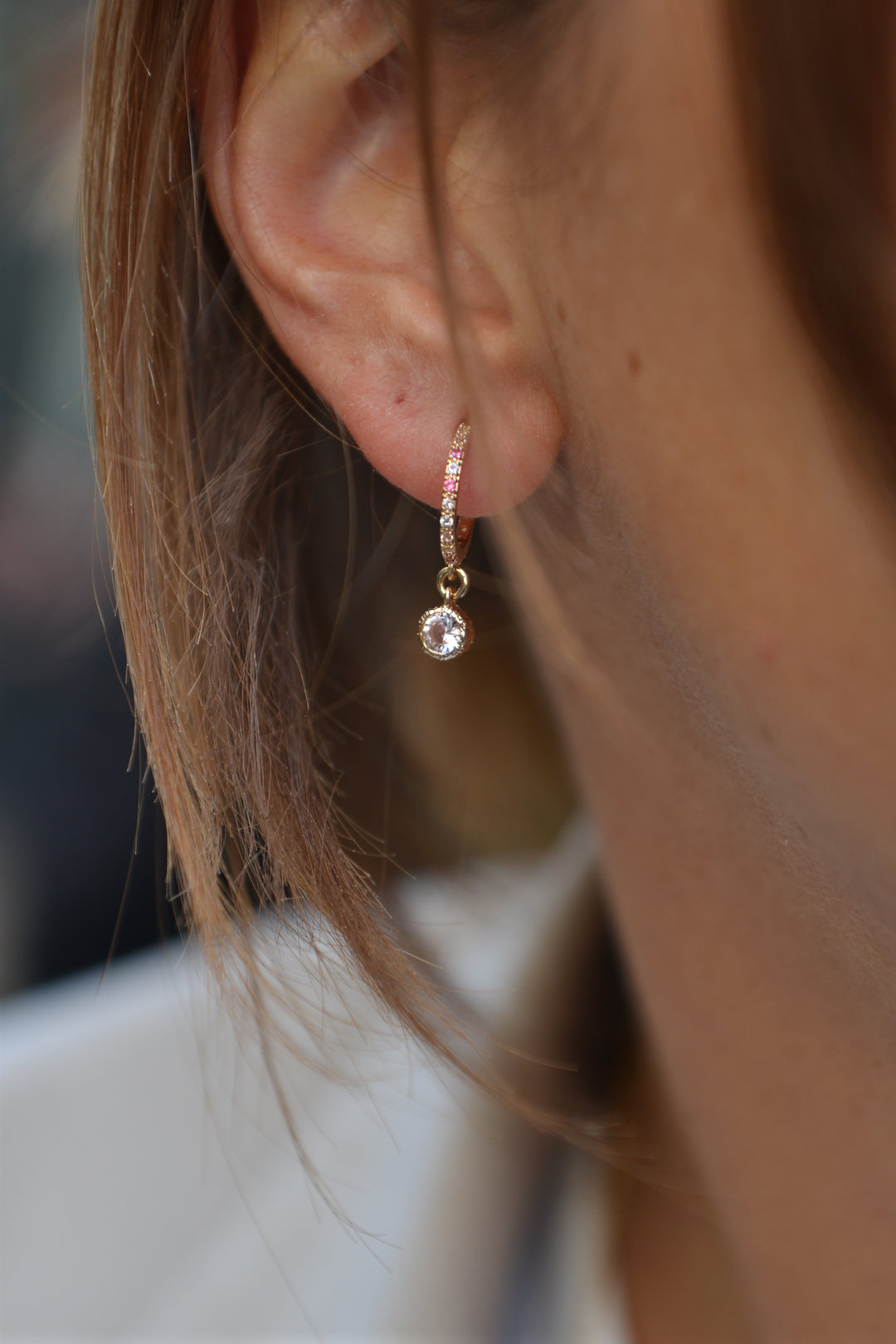 Boucles d'oreilles Plaqué or & OZ créole pampille Kitty