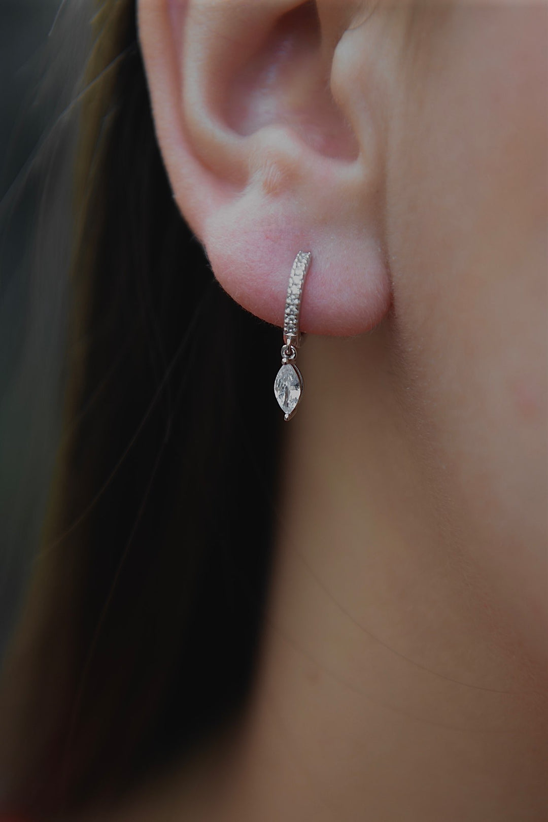Boucles d'oreilles Argent 925 créoles pampille & Oz Stone