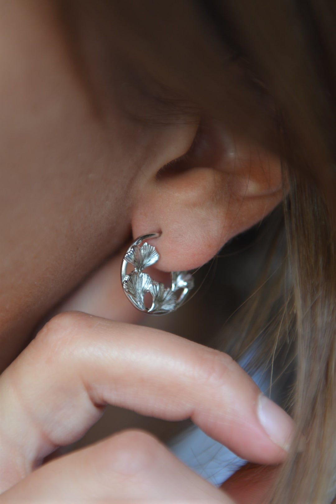 Boucles d'oreilles Argent 925 motif Ginko Taïla