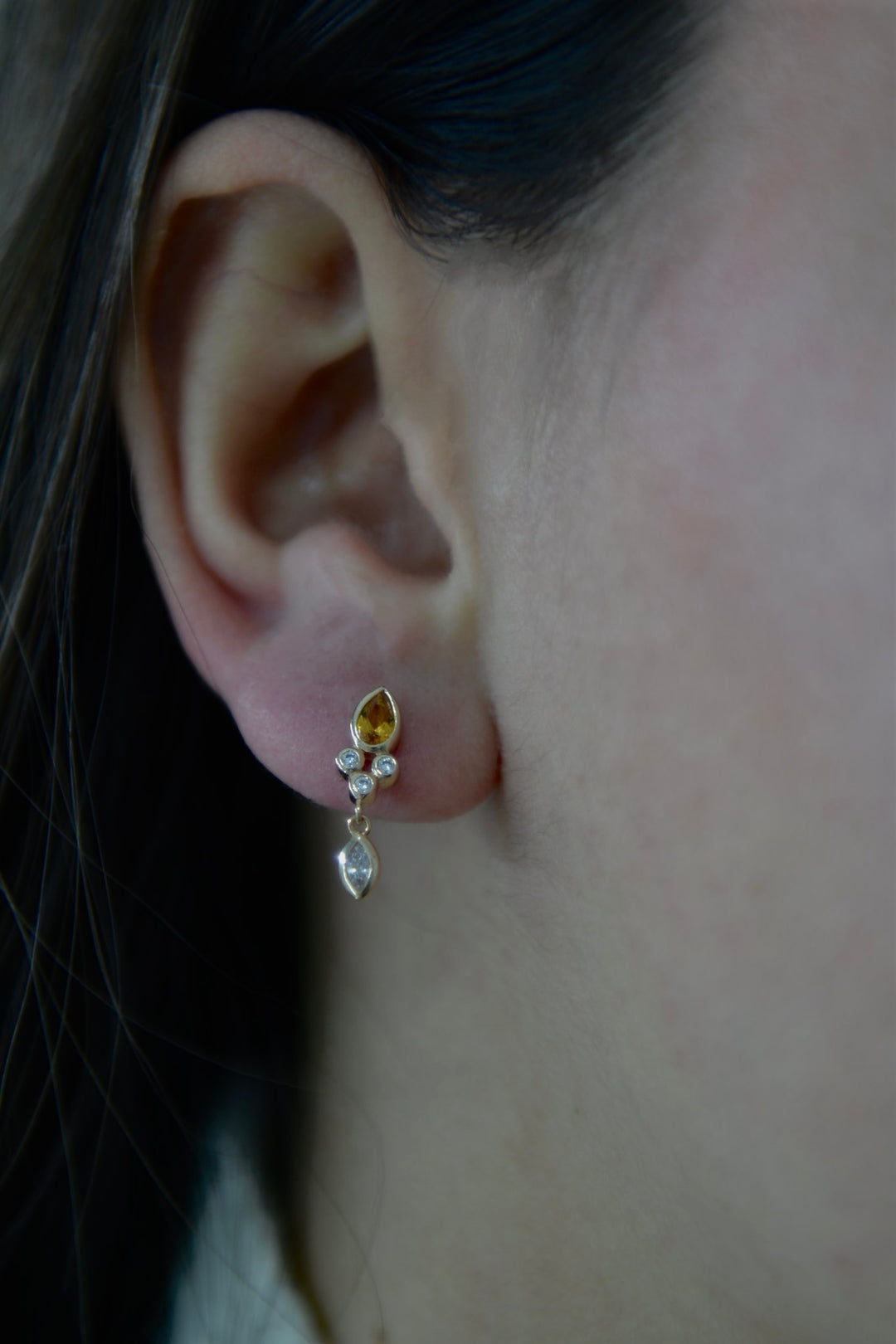 Boucles d'oreilles Plaqué or & pampille Oz Medusa