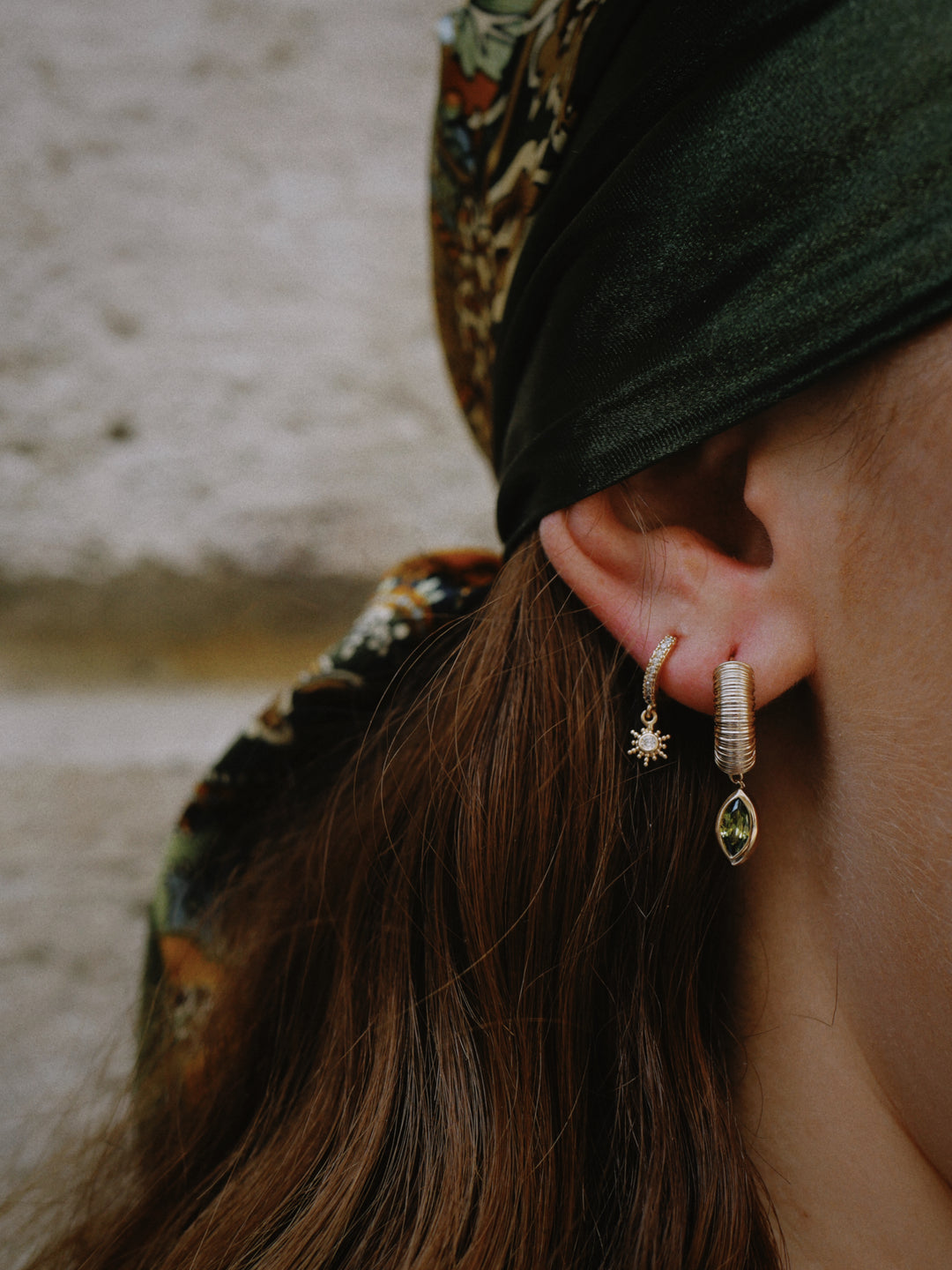 Boucles d'oreilles Plaqué Or & OZ créole pampille Santiago