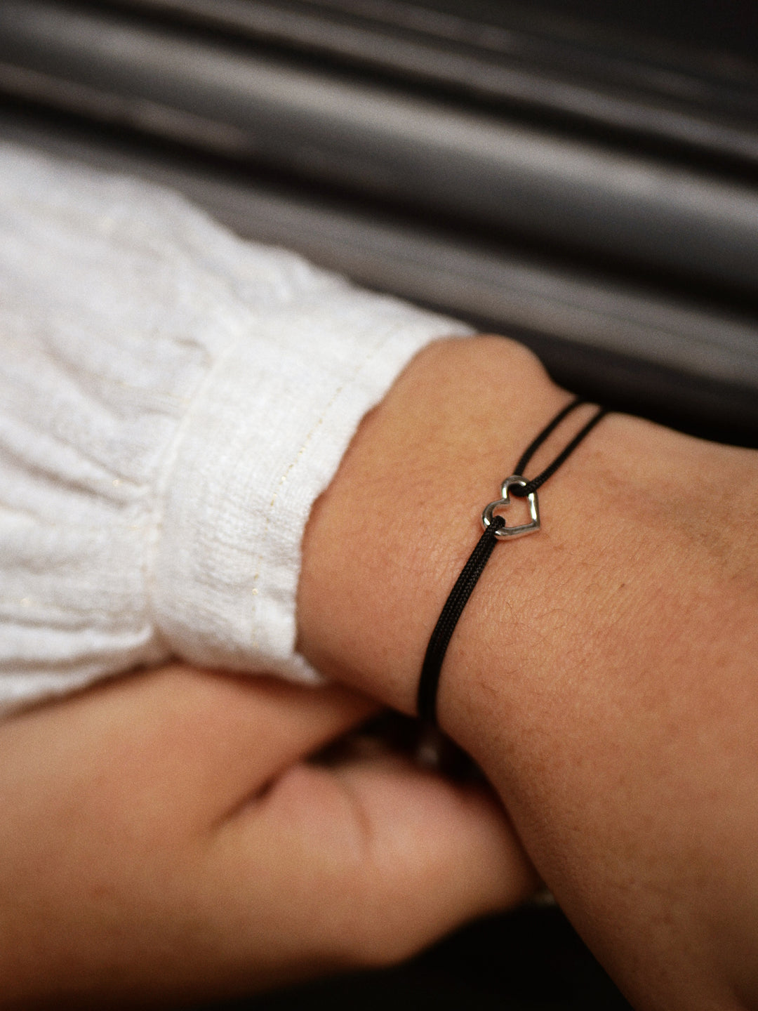 Bracelet Argent 925 & Tissu noir Amalya