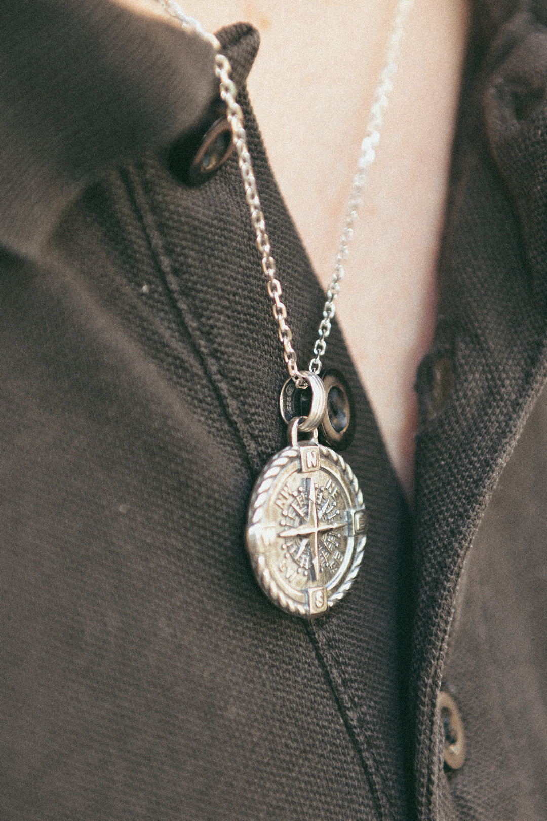 Collier Homme Argent 925 motif boussole Nexus