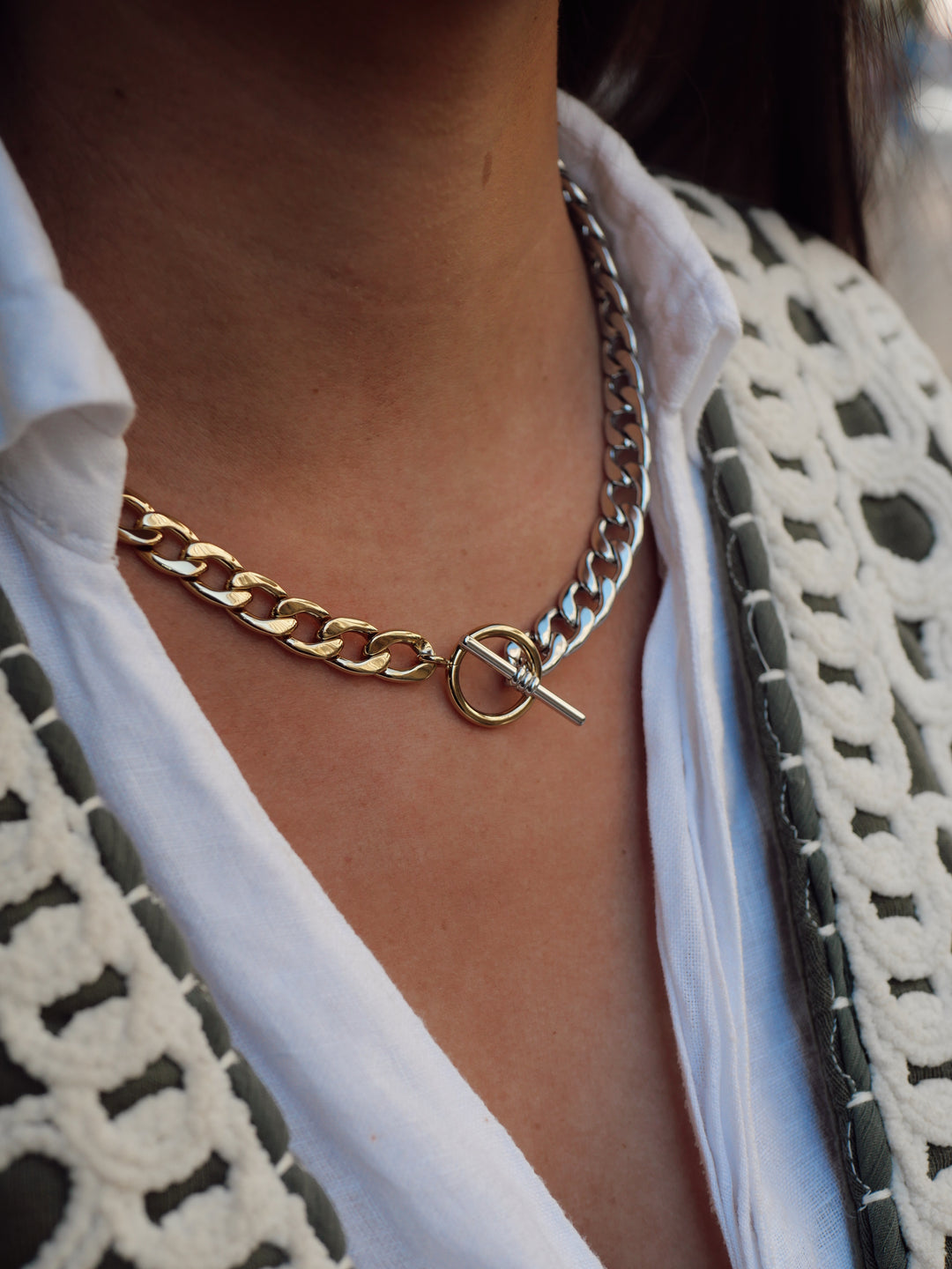 Collier Acier inoxydable bicolore femme Naïs