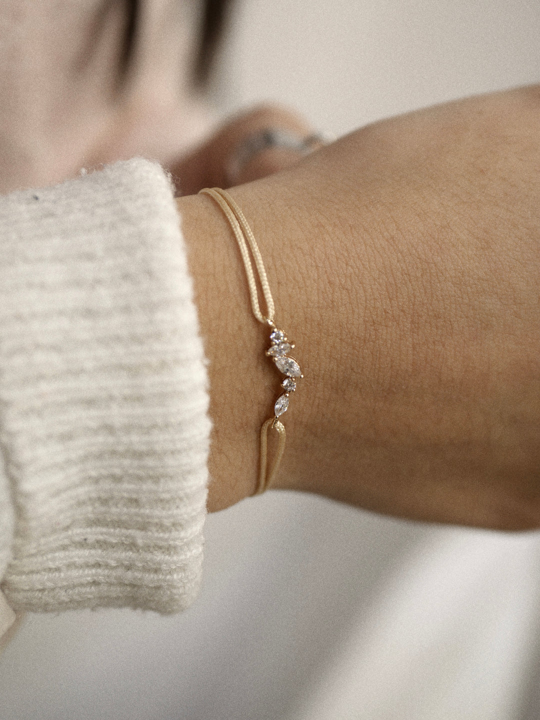 Bracelet Plaqué Or, Oz & Tissu beige Sparkle