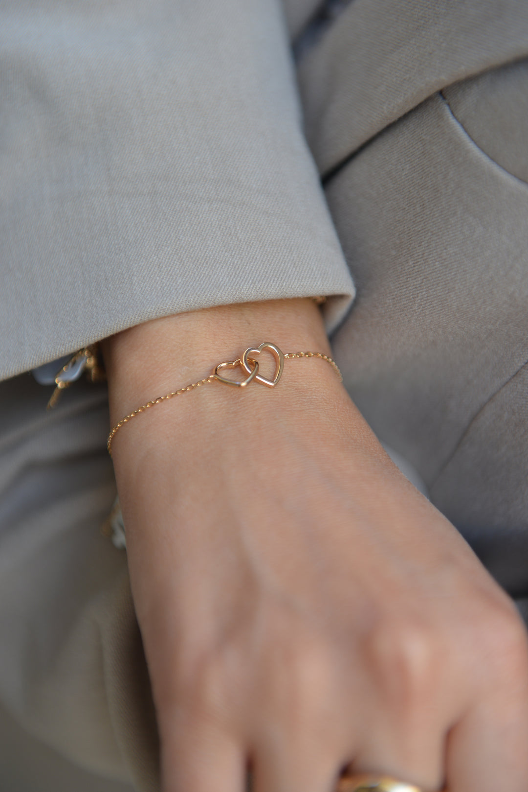 Bracelet Plaqué or coeurs entrelacés Ange