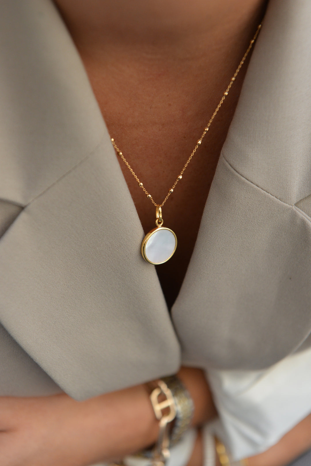 Collier Plaqué Or & Nacre Nomad