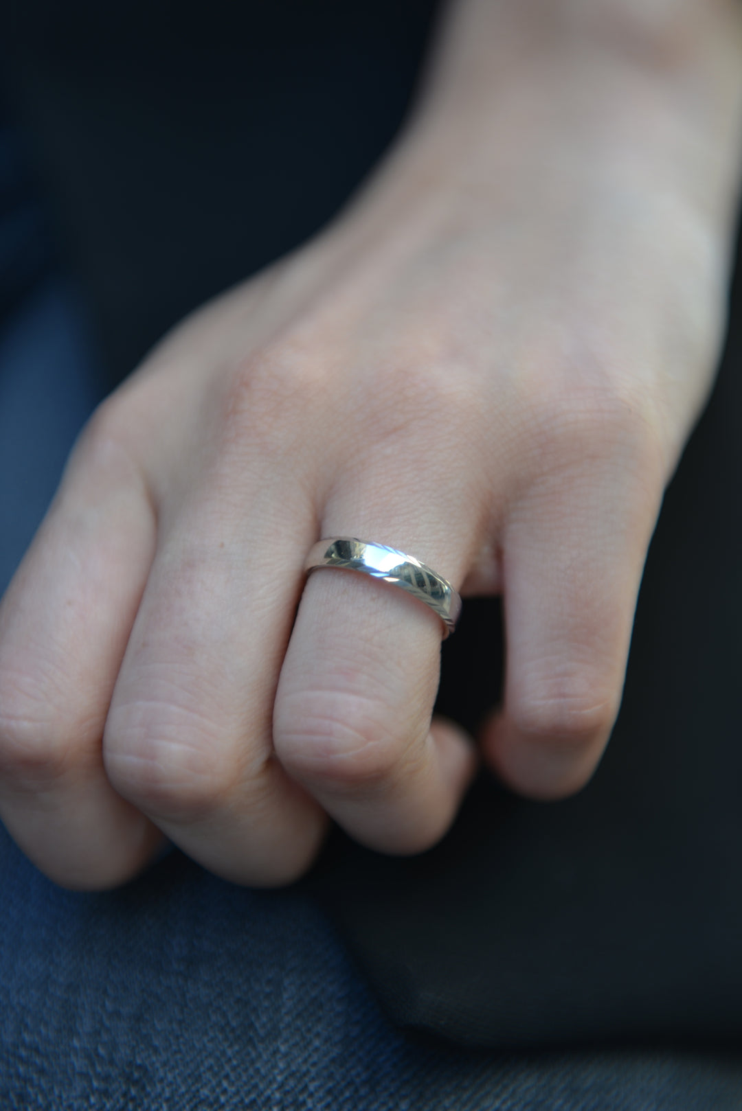Bague Argent 925 alliance mixte & bords striés Simon