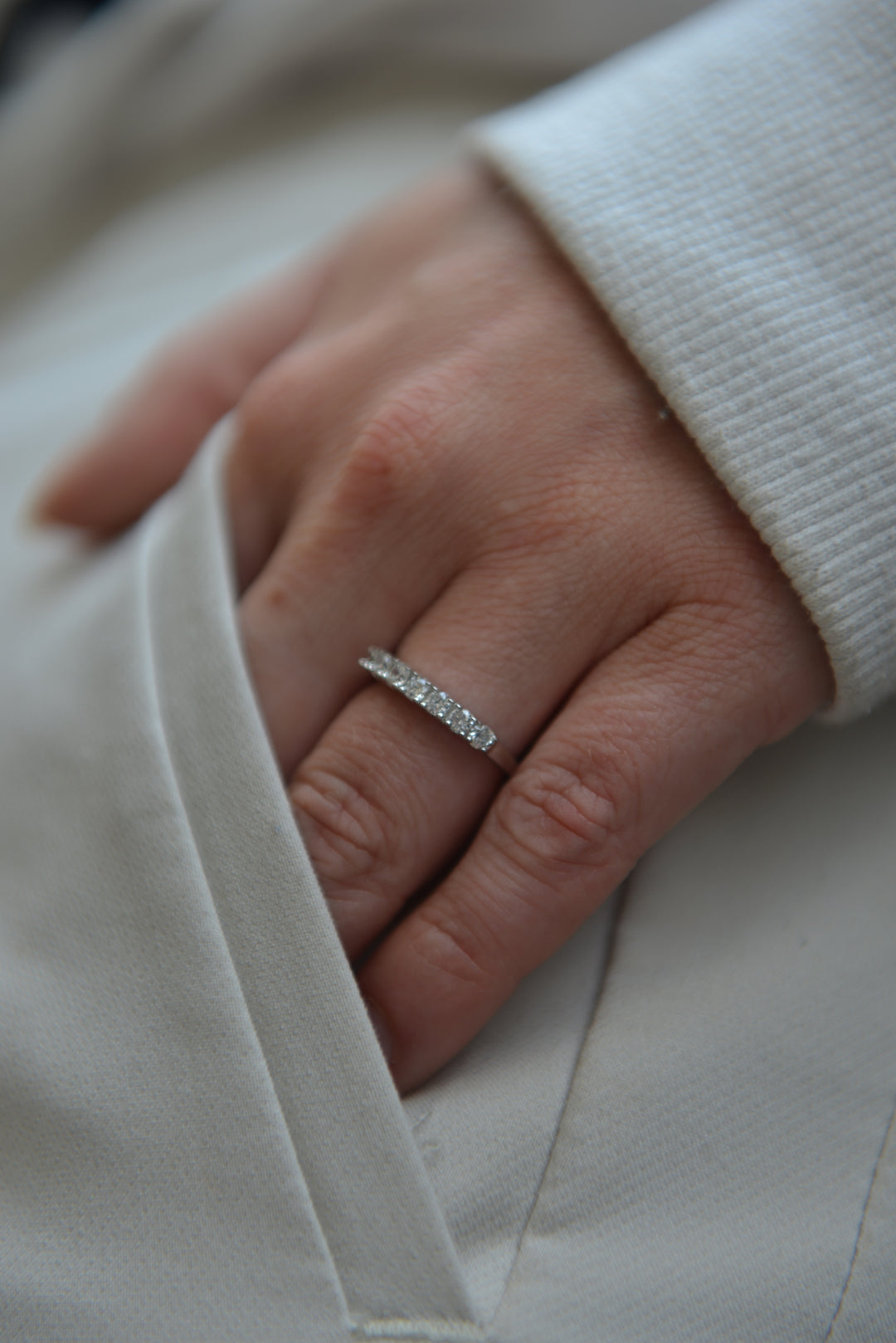 Bague Argent 925 demi alliance sertie griffe & OZ Sierra