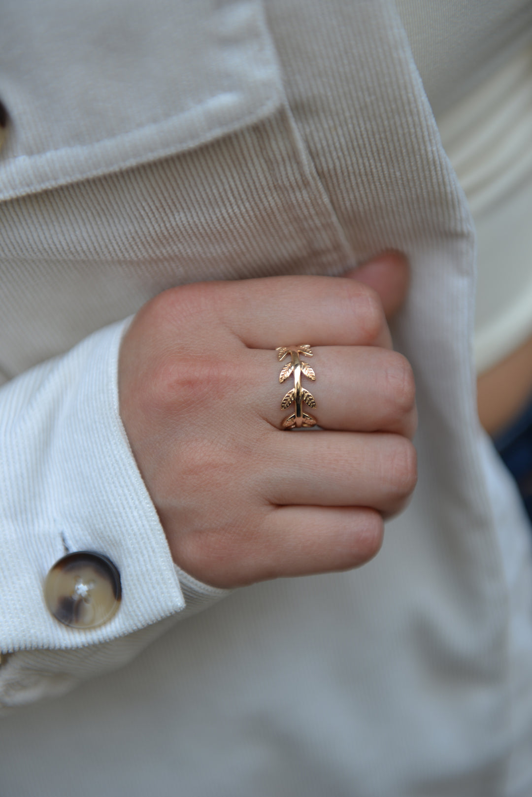 Bague Plaqué Or feuille de laurier Lana