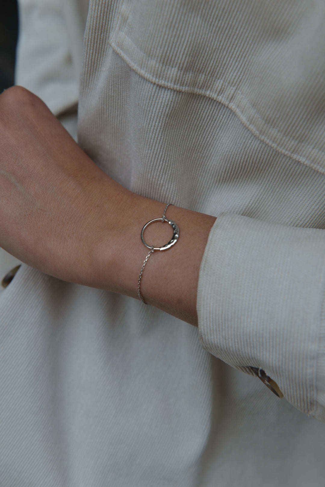 Bracelet Argent 925 motif cercle effet martelé Odin