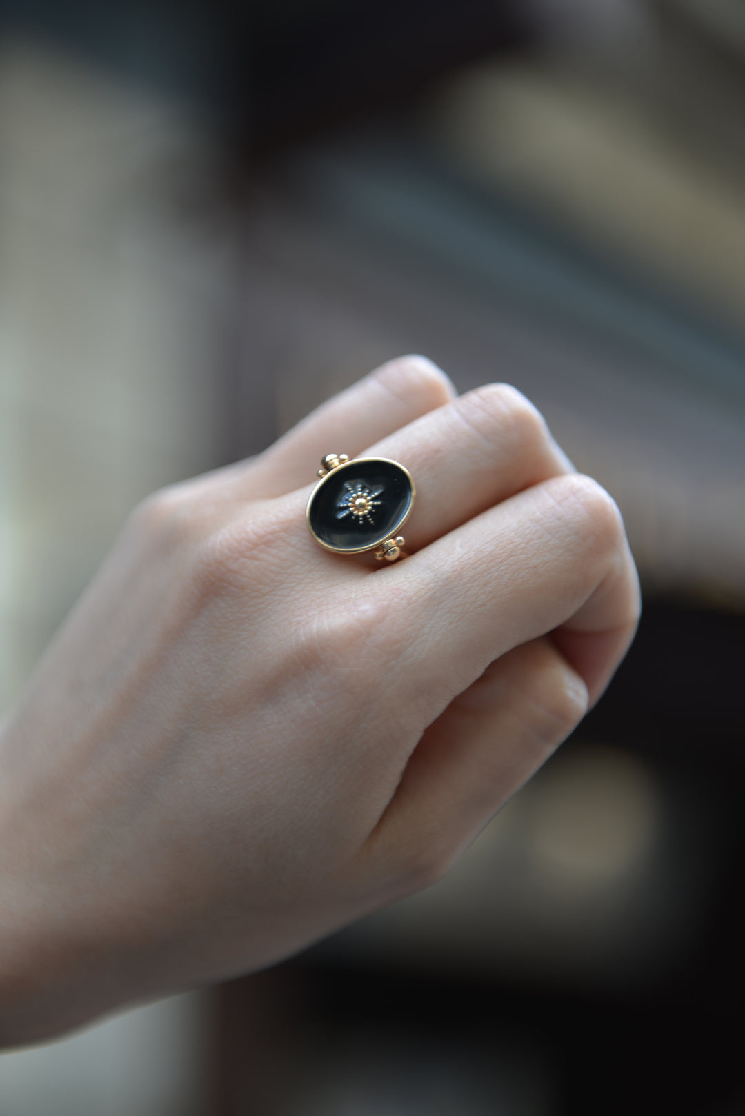 Bague Plaqué or réversible en email Galaxie