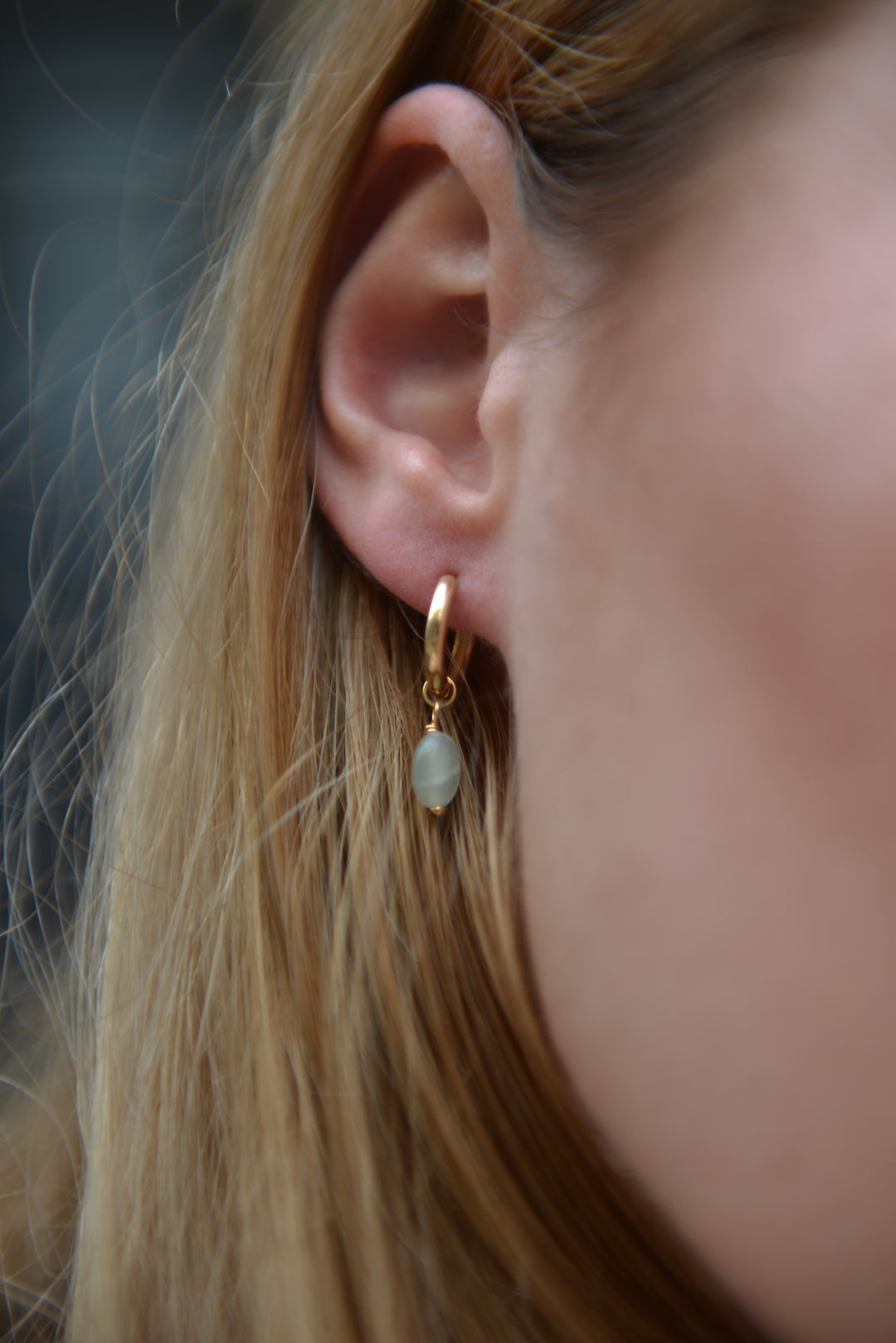 Boucles d'oreilles plaqué or créole pampille & Aventurine Yuna