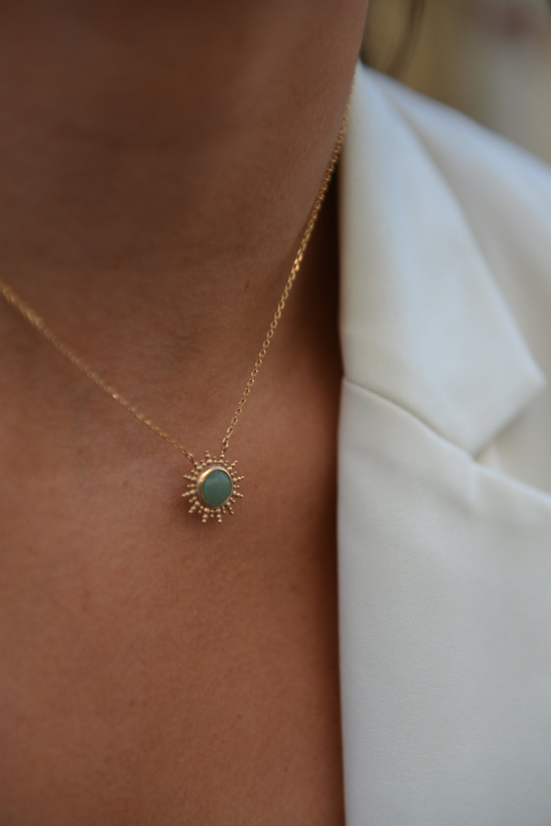 Collier Plaqué Or soleil & Aventurine Dellia