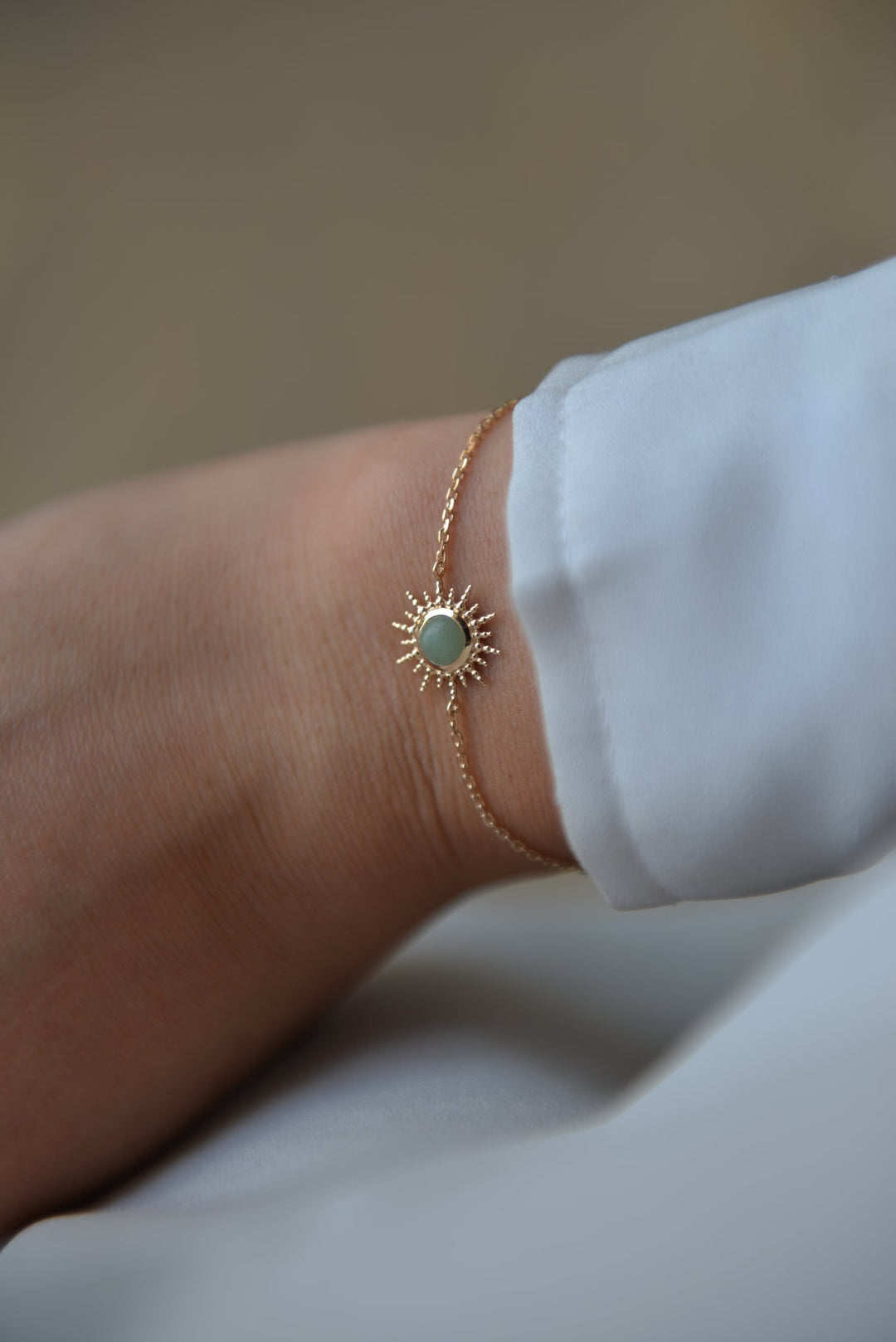 Bracelet Plaqué Or soleil & Aventurine Dellia