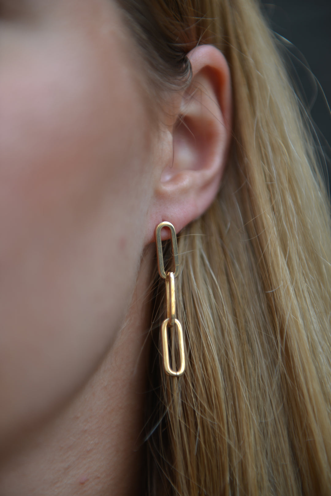 Boucles d'oreilles Plaqué Or forme trombone maille épaisse Anakin