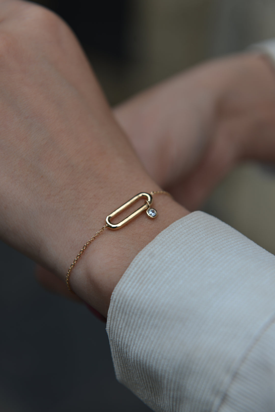Bracelet Plaqué Or forme ovale & pendentif OZ Maïly